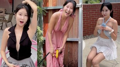 韩国健身女网红 Jenasis 户外大胆淫骚露出 裙底蜜穴一览无余！